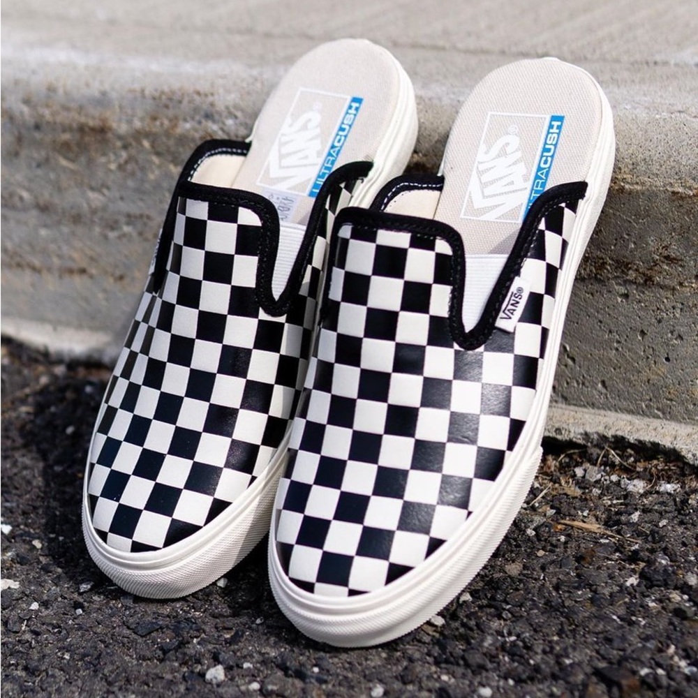 VANS Leather Checkerboard Womens Mule SF Sz 8